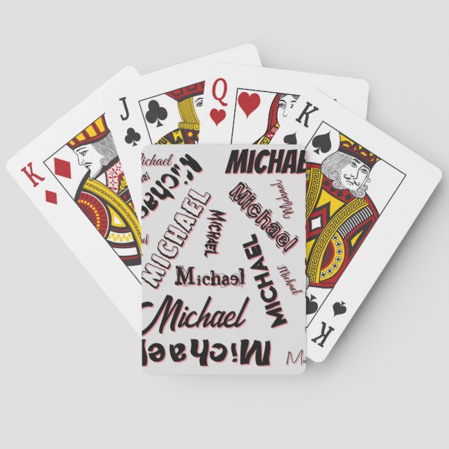 Baralho Seu nome é padrão monograma rosa cor sombra (Verso)