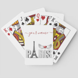 Baralho Seu Nome em Paris Torre Eiffel Coração Asas de Anj