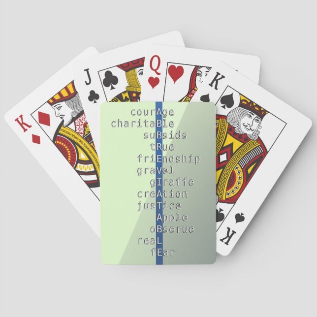 Baralho Seu nome ou mensagem com palavras cruzadas? Verde (Verso)