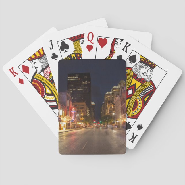 Baralho Sexta Rua Em Dusk No Centro Austin, Texas (Verso)