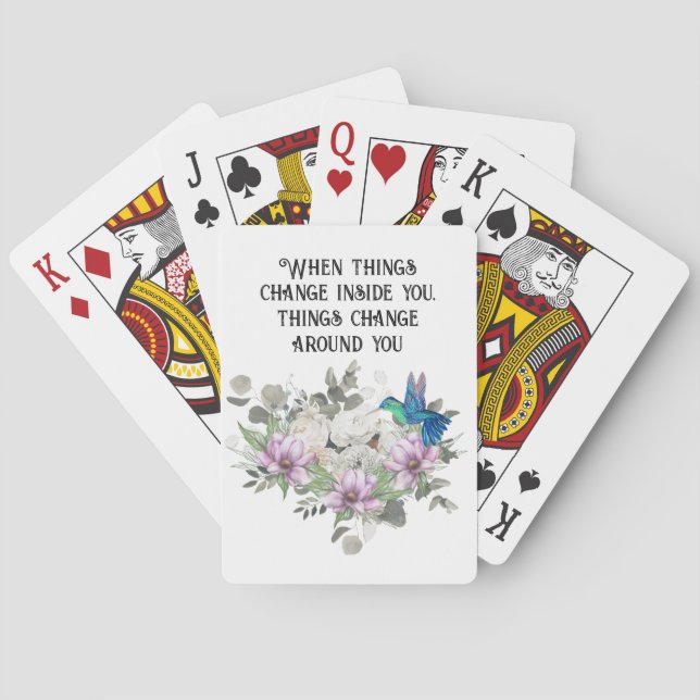 Baralho Shabby chic flowers art and selflove quote (Verso)