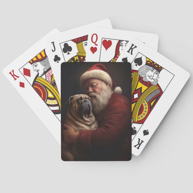 Baralho Shar Pei Com Papai Noel Natal Festivo (Verso)