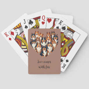 Baralho Sheltie Heart Illustration Cute Shetland Sheepdog