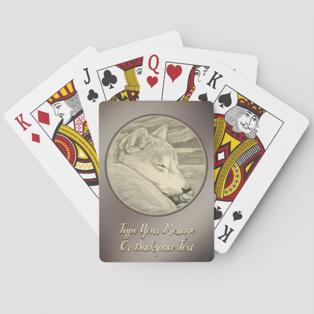 Baralho Shiba Inu Jogando Cartões de Cachorro Personalizad (Verso)