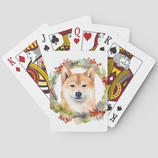 Baralho Shiba Inu Wreath Festivo (Verso)