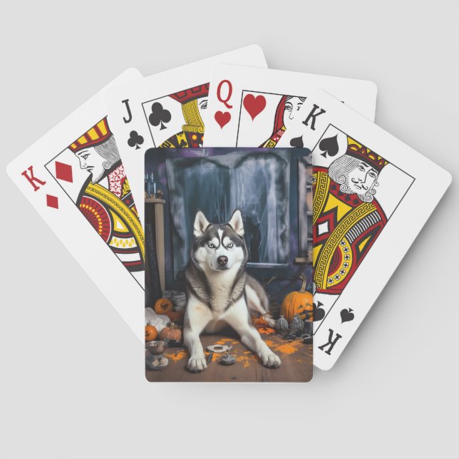 Baralho Siberian Husky Pumpkins Halloween Scary (Verso)