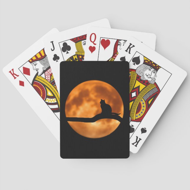 Baralho Silhute de um Gato Negro em uma Árvore (Verso)