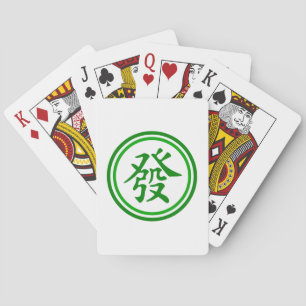 Baralho Símbolo afortunado de Mahjong • Verde e branco