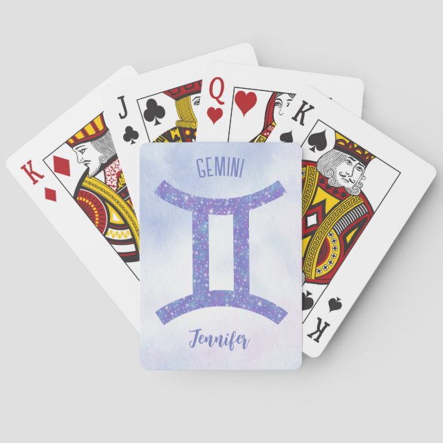 Baralho Símbolo de Astrologia Gemini Cute - Roxo Personali (Verso)