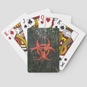 Baralho Símbolo vermelho riscado e vestido do Biohazard