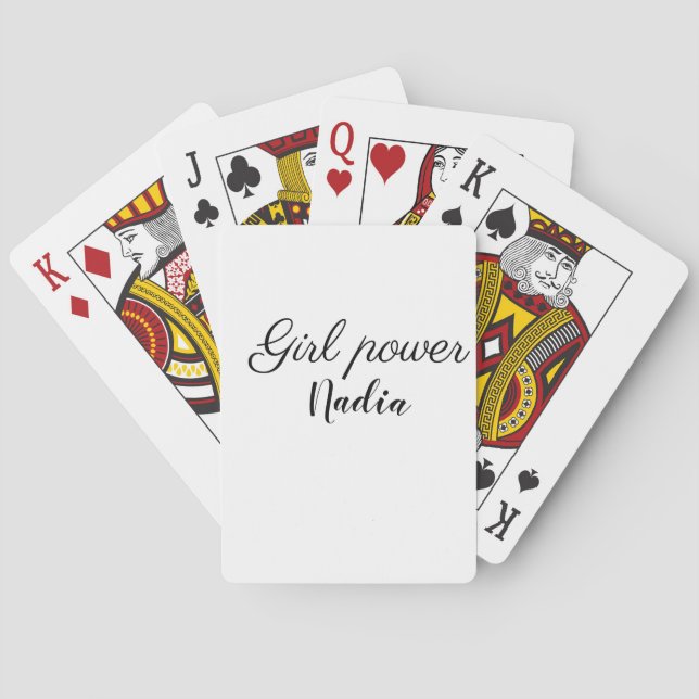 Baralho simples poder feminino minimal adicionar nome text (Verso)