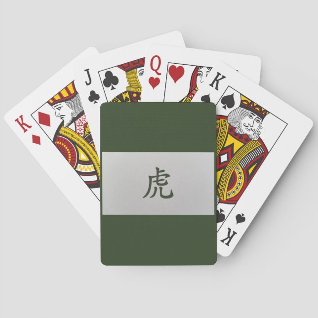 Baralho Sinal zodíaco chinês Tiger verde (Verso)
