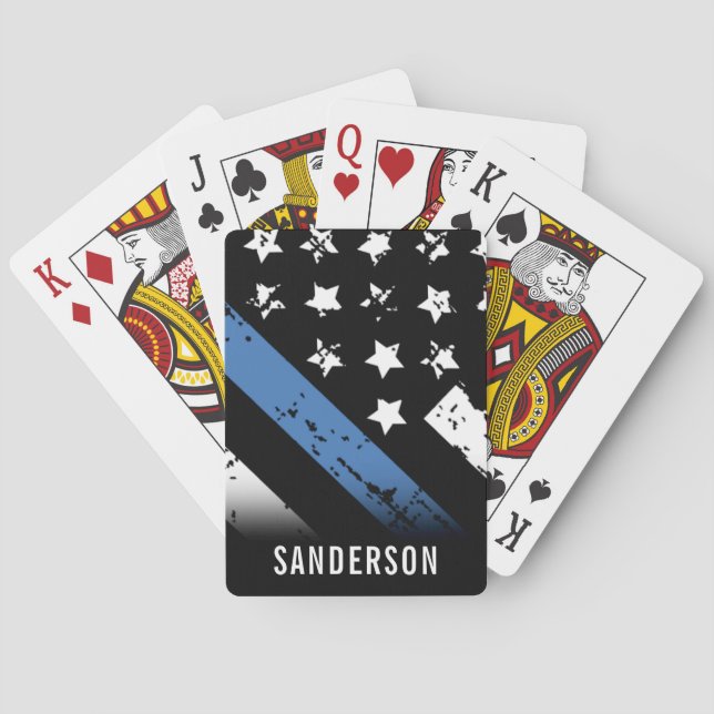 Baralho Sinalizador da Linha Azul do Aniversário da Políci (Verso)