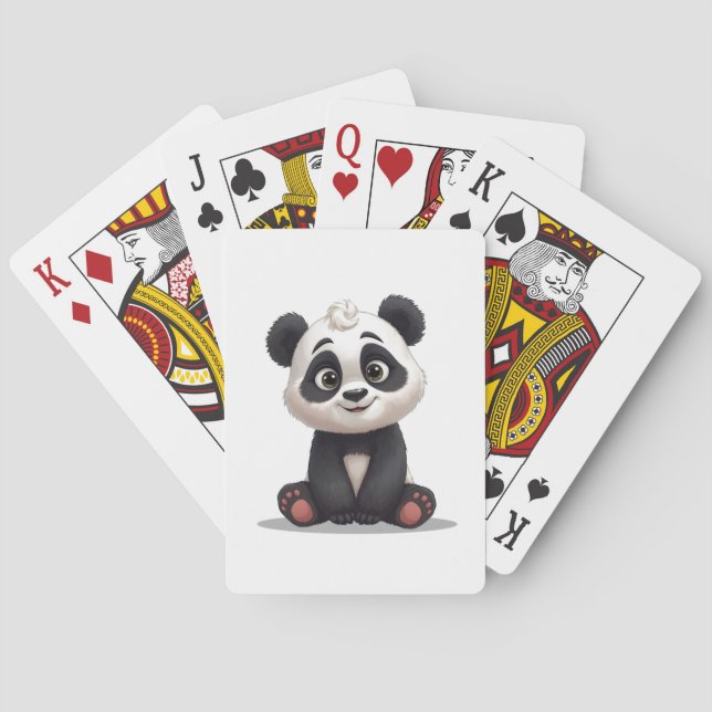 Baralho Sitting Panda Bear Cartoon Illustration Artwork (Verso)