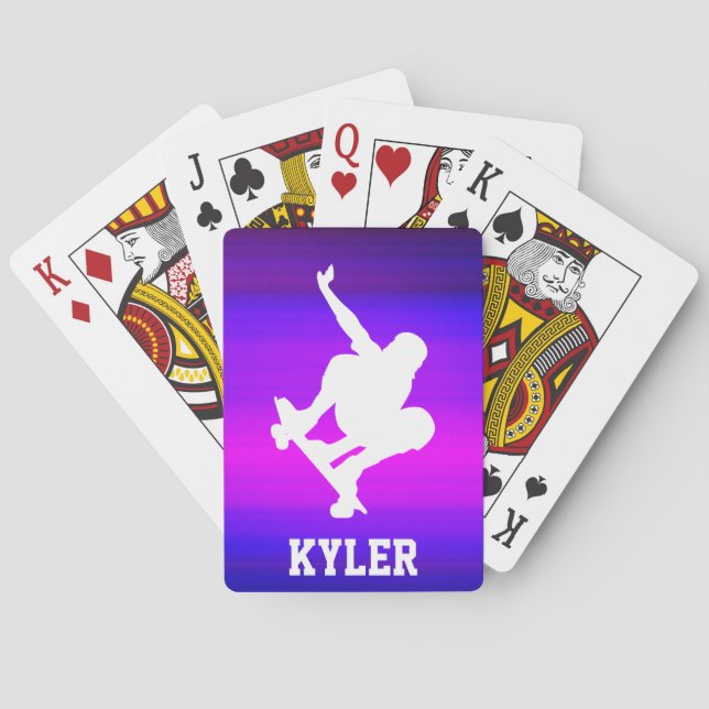 Baralho Skate; Azul violeta vibrante e magenta (Verso)