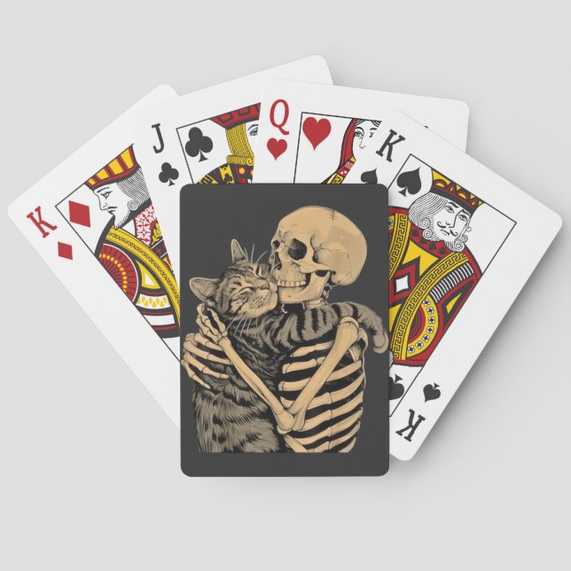 Baralho  Skeleton Hugging Cat – Cute Gothic Cat Lover Gift (Verso)