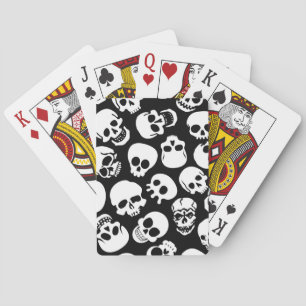Baralho Skulls in Black Background Pattern
