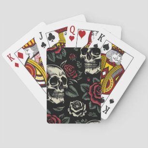 Baralho Skulls & Rosa vermelha Gothic Floral