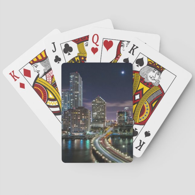 Baralho Skyline of Miami city with bridge at night (Verso)