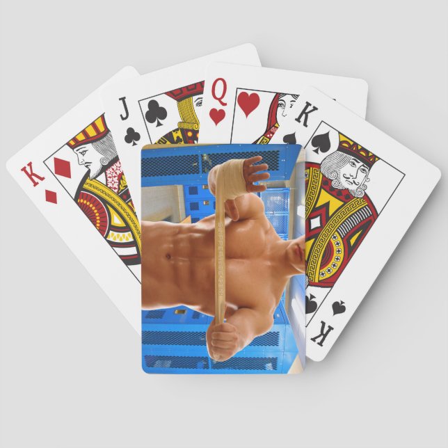 Baralho SlipperyJoe muscular homem abdominal quarto de ves (Verso)