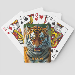 Baralho Snarling Angry Tiger Personalize Name