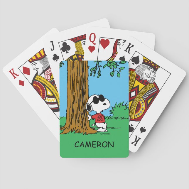 Baralho Snoopy "Joe Legal" em pé, jogando cartas (Verso)