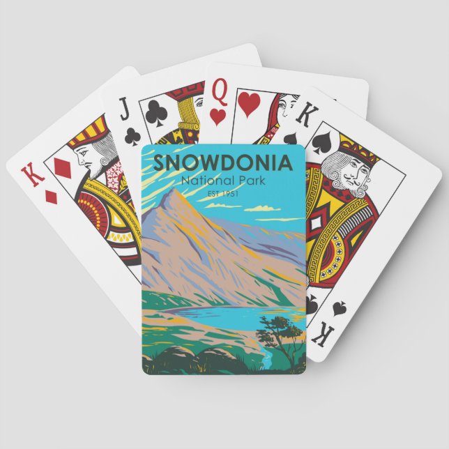 Baralho Snowdonia National Park Wales Lake Glaslyn Vintage (Verso)