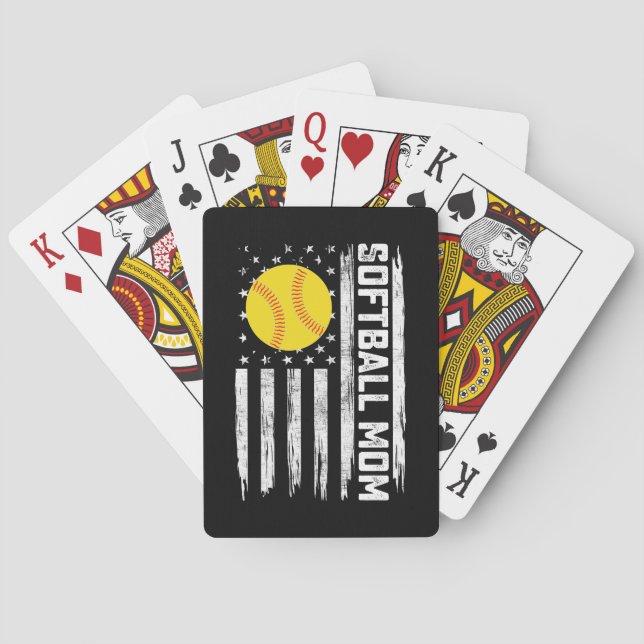 Baralho Softball Mãe Americana Dia de as mães de Bandeiras (Verso)