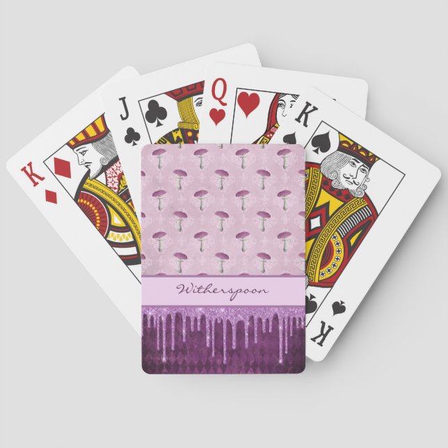 Baralho Sonho de Cogumelo Roxo e Monograma com Pingos de B (Verso)