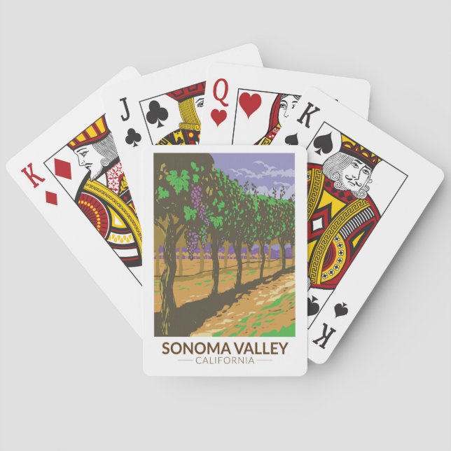 Baralho Sonoma Valley California Vineyard Viagem Vintage (Verso)