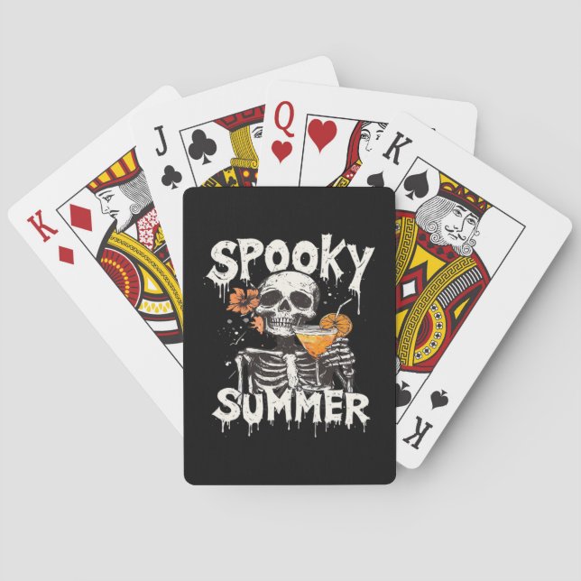 Baralho Spooky Summer Engraçado Meme Skeleton Café Summerw (Verso)