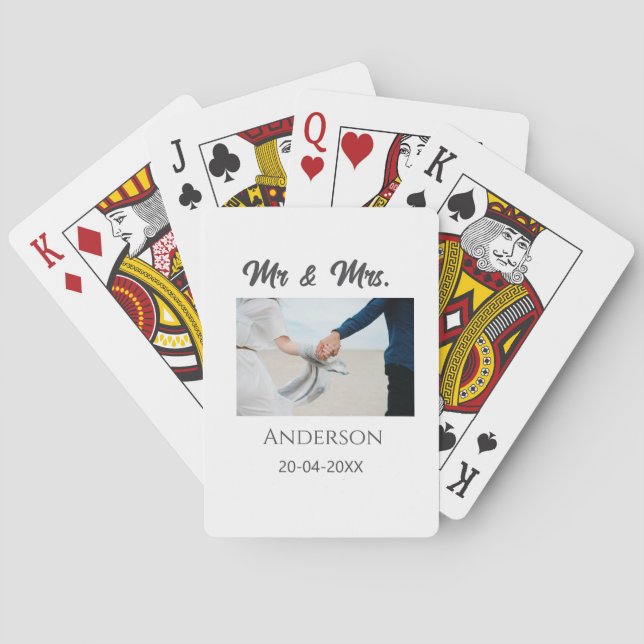 Baralho Sr & Sra adicionar sobrenome data ano lembrancinha (Verso)