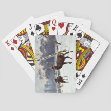 Stag and Doe em um Paisagem de Neve