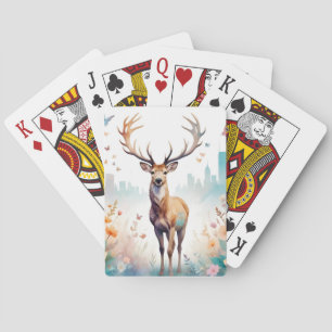 Baralho Stag Vintage Animal Nature Forest Flowers Art