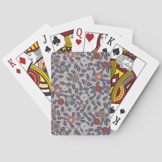 Baralho Stunning Teal and Magenta Foliage Pattern  (Verso)