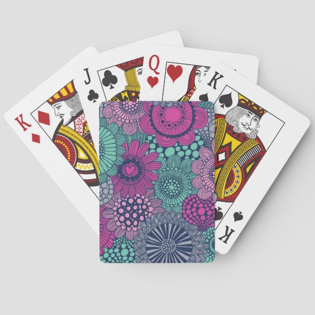 Baralho Stylish bright pattern of gorgeous flowers (Verso)