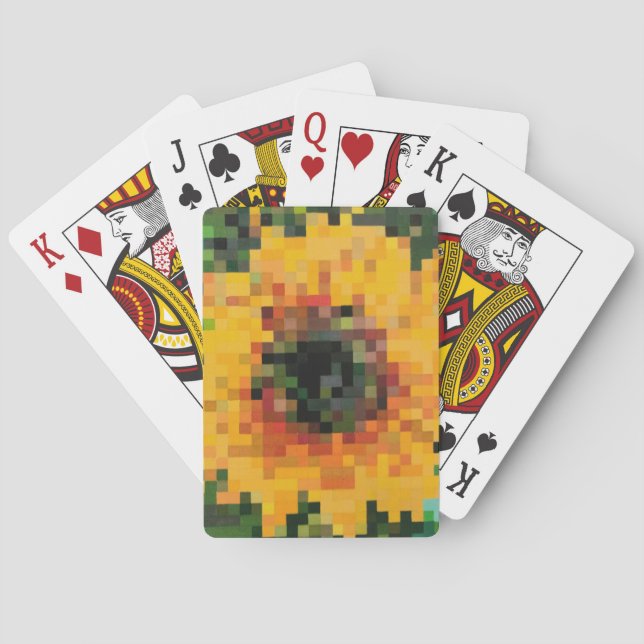 Baralho Sunflower Bright Floral Pixel Art (Verso)