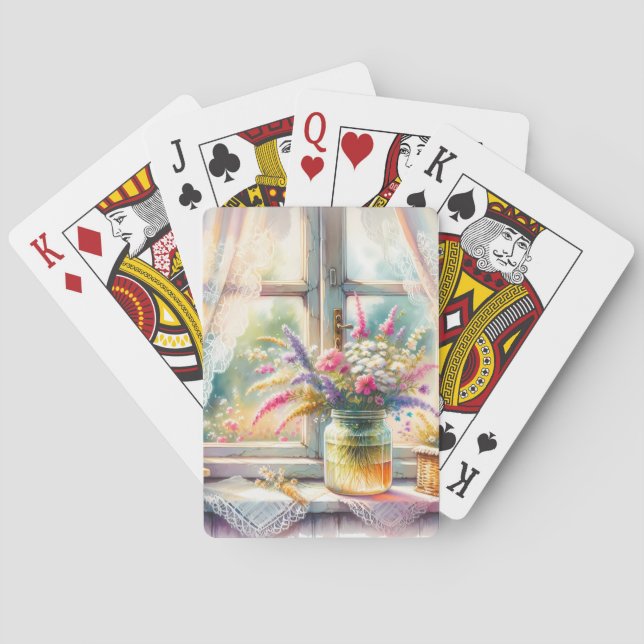 Baralho Sunlit Cottage Window Wildflowers (Verso)