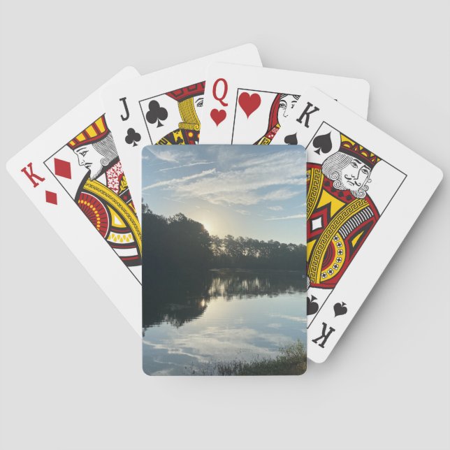 Baralho Sunrise sobre o Lago Georgia (Verso)