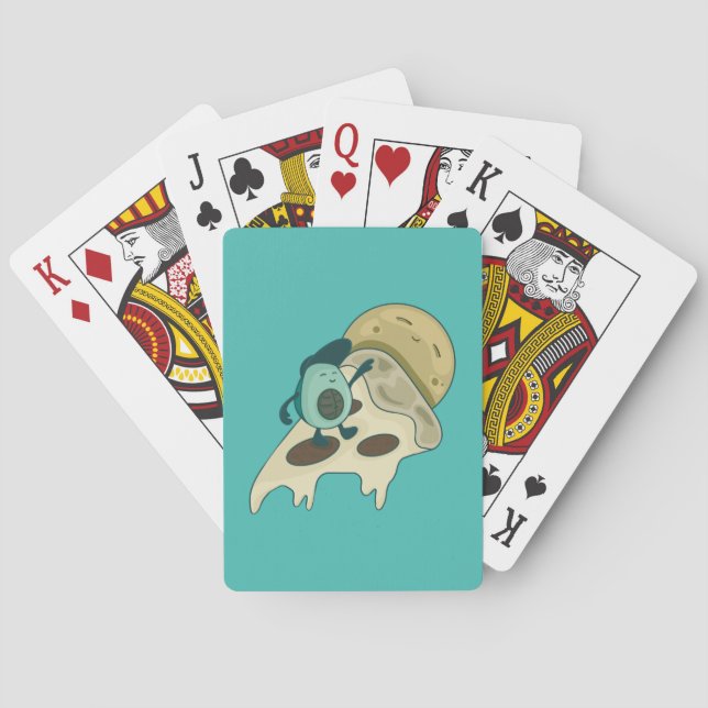 Baralho Surfe Verde em Avocado em uma Fatia de Pizza (Verso)