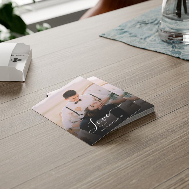 Baralho Swag de Foto do Newlyweds do Elegant Script (Love Couples Newlyweds Photo Poker Card)