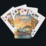 Baralho Sydney Austrália Viagem Art Vintage<br><div class="desc">Sydney retro vetor viagem design. Sydney,  capital de Nova Gales do Sul e uma das maiores cidades da Austrália,  é mais conhecida pela sua Harbourfront Sydney Opera House,  com um design distinto tipo vela.</div>