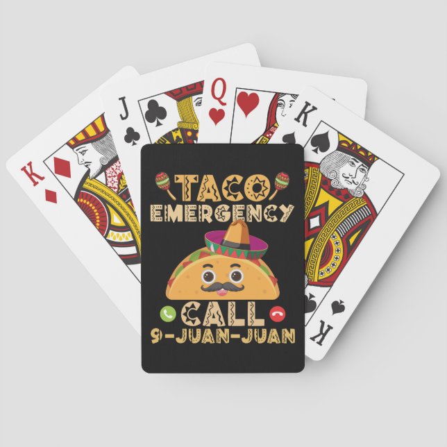 Baralho Taco Emergency Call Funny Cinco de Mayo Mexicano (Verso)