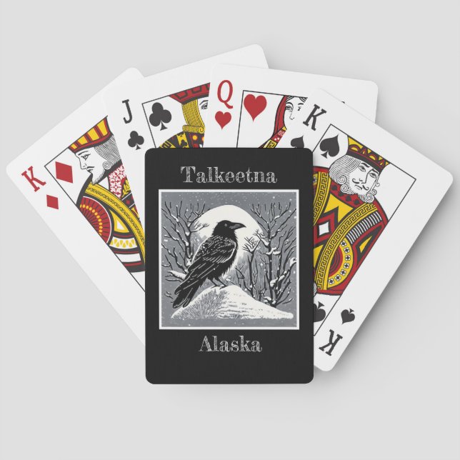 Baralho Talkeetna Alaska Raven em neve (Verso)
