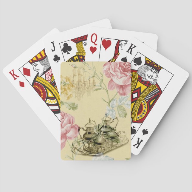 Baralho Teacup Teapot Paris Tea Party, floral francês (Verso)