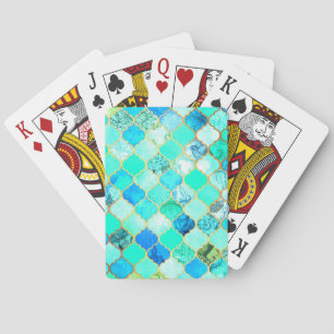 Baralho Teal, Gold, Blue Green Mermaid Pattern