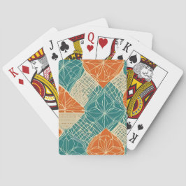 Baralho Teal, Orange, and Tan Abstract Flowers