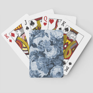 Baralho Tecido floral No.4 de Toile do vintage do azul de