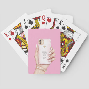 Baralho Telefone chic garota unhas rosa
