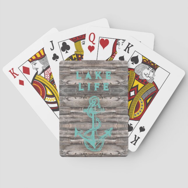 Baralho Tendência rustic NAUTICAL TEAL ANCHOR | (Verso)